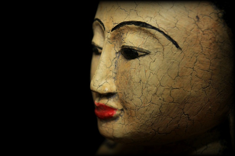 Pair of 19C Wood Burmese Buddhist Monks #BB165