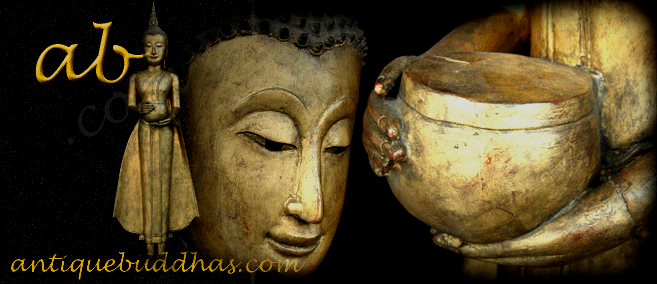 Extremely Rare Early 19C Wood Thai- Loas Buddha #035-2