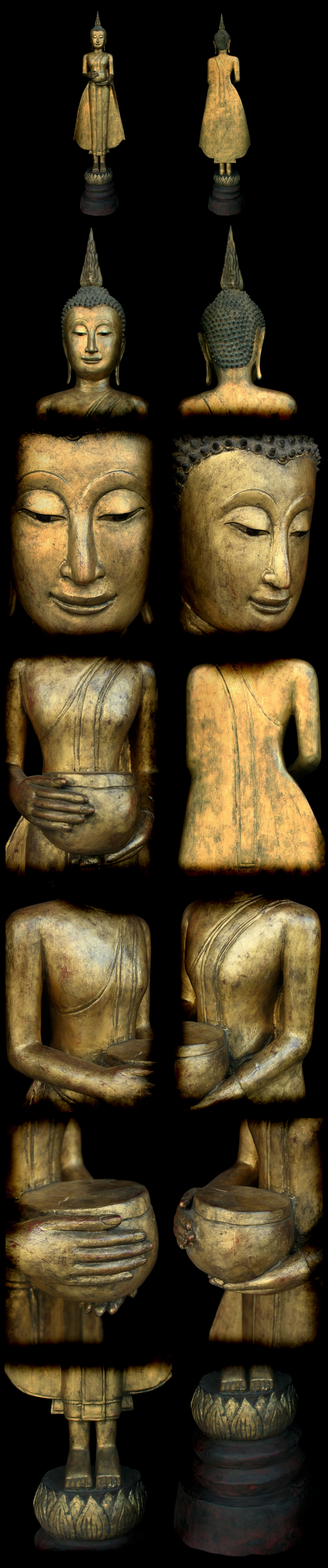 Extremely Rare Early 19C Wood Thai- Loas Buddha #035-2