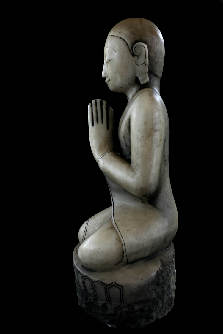 Beautiful Pair Of 19C Thai Buddhist Monks #BB126