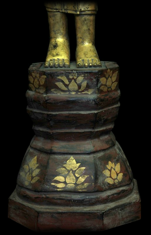 Extremely Rare 18C Standing Wood Laos Buddha #BB80