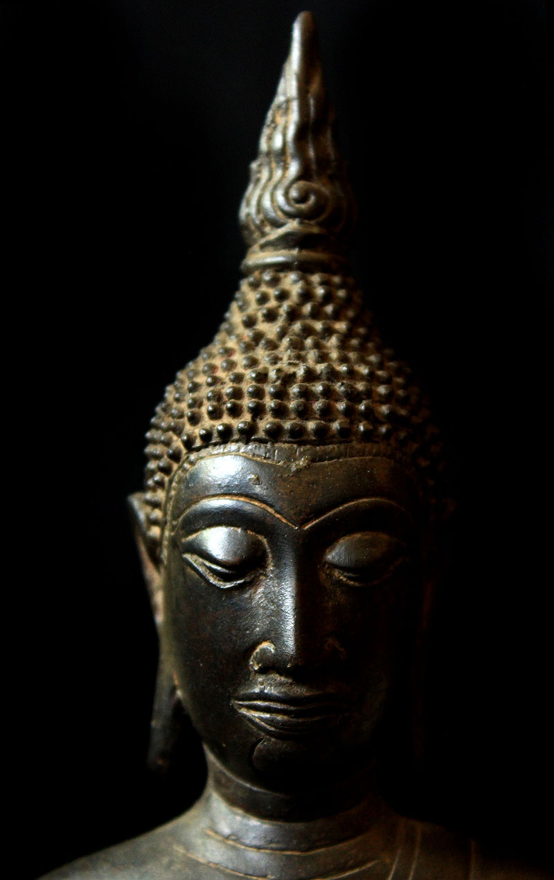 Extremely Rare 18C Sitting Bronze Laos Buddha #B02-24