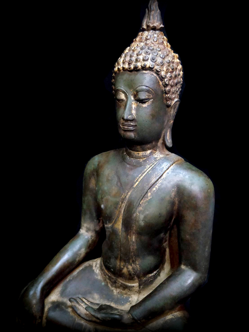 Extremely Rare 18C Bronze Sukolthai Buddha # BB090