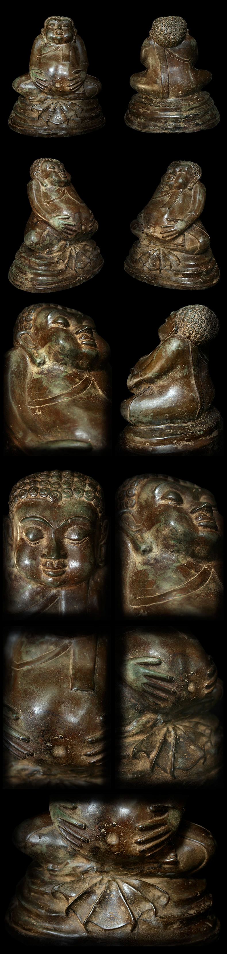 Extremely Rare Early 19C Bronze Thai Happy Buddha #115-2