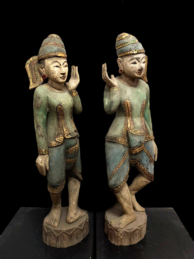 Extremely Rare Early 19C Wood Burmese Sculpture #A0.103