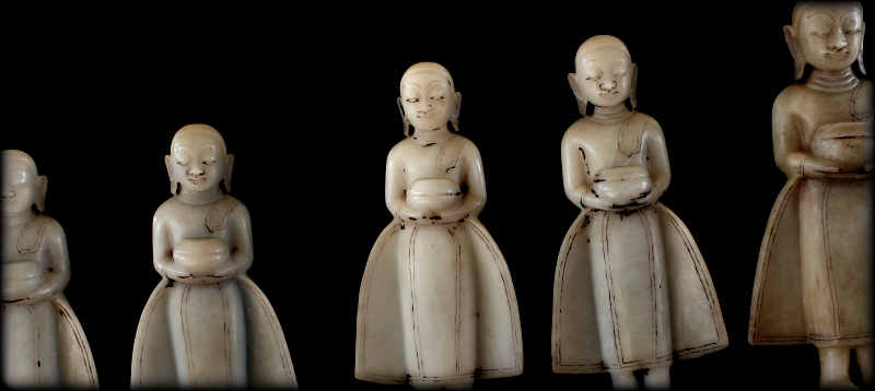 Fantastic Set 19C Bronze Burmese Buddhist Monks #B070