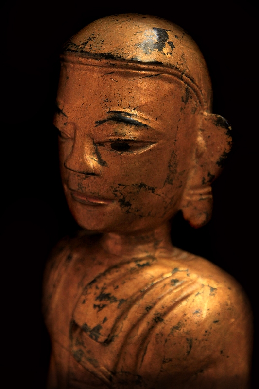 Extremely Rare 19C Wood Mandalay Monk #CA1012