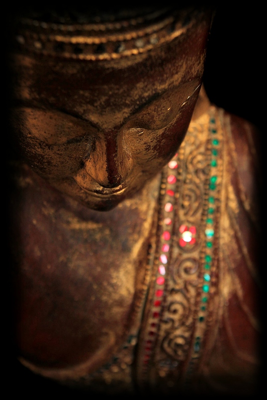 Fantastic 19C Reclining Wood Mandalay Buddha #BB098