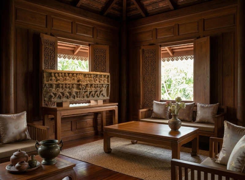 12th Century Sandstone Khmer Lintel