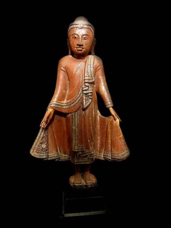 Extremely Rare 19C Wood Burma Mandalay Buddha #BB183