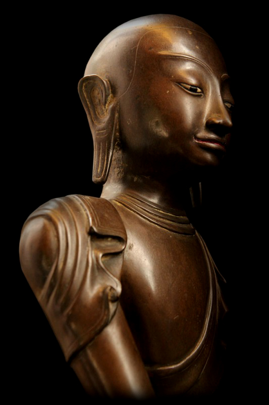 Pair Of 19C Bronze Burmese Buddhist Monks #BB135