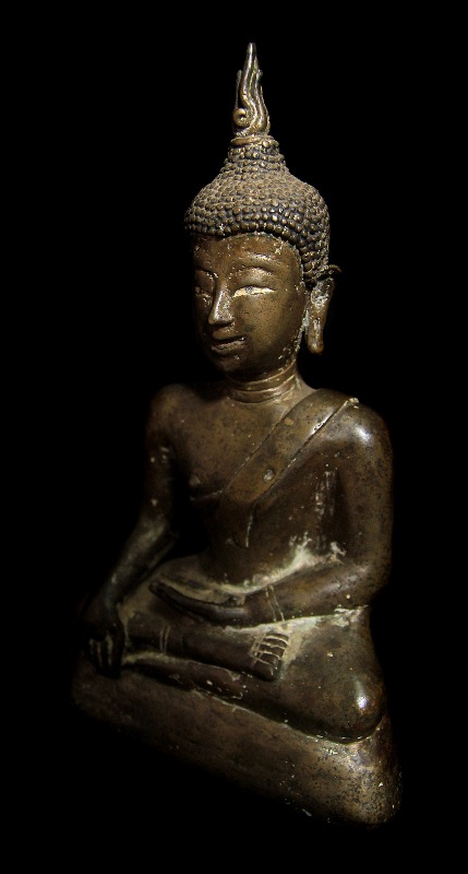 18C Sitting Bronze Laos Buddha #BB41