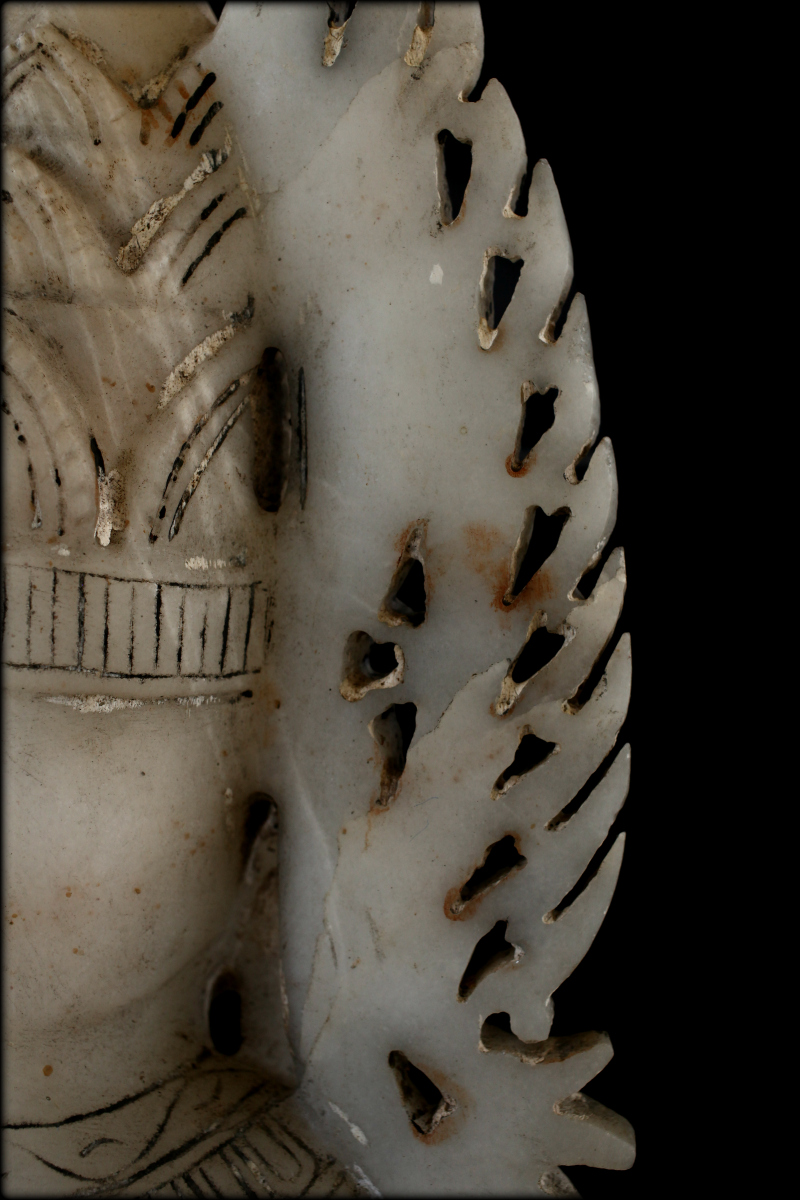 Extremely Rare 18C Alabaster Ava Buddha #BB176