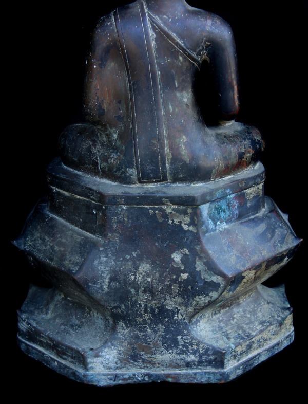Extremely Rare 18C Sitting Bronze Laos Buddha #CA045