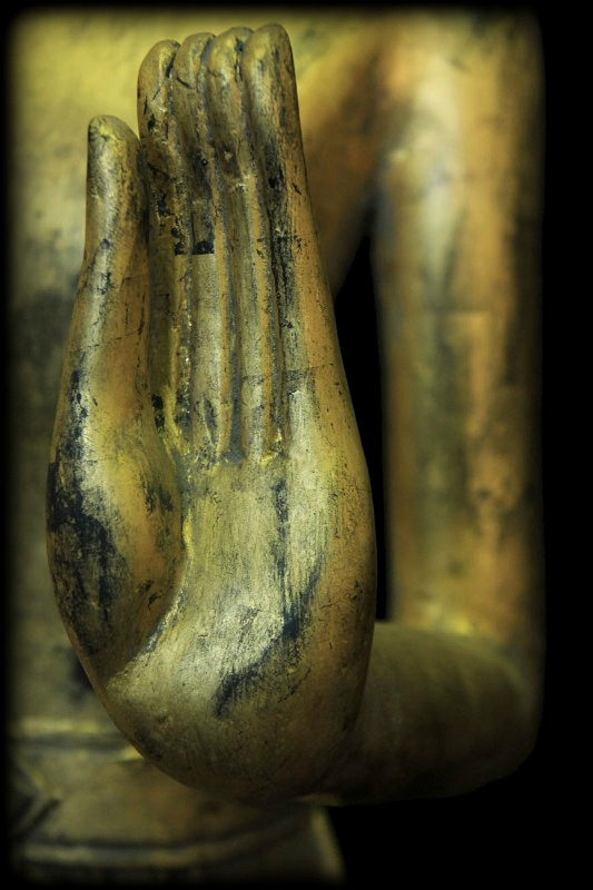 Extremely Rare 18C Standing Wood Laos Buddha #BB80
