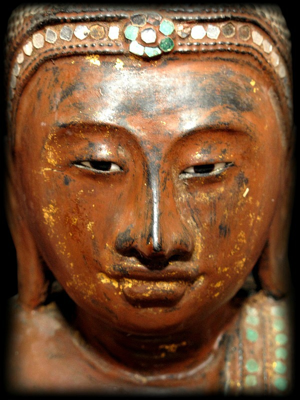 Extremely Rare 19C Wood Burma Mandalay Buddha #BB183