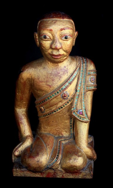 Extremely Rare 19C Wood Mandalay Monk #CA1013