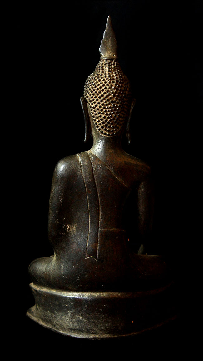 Extremely Rare 18C Sitting Bronze Laos Buddha #B02-24