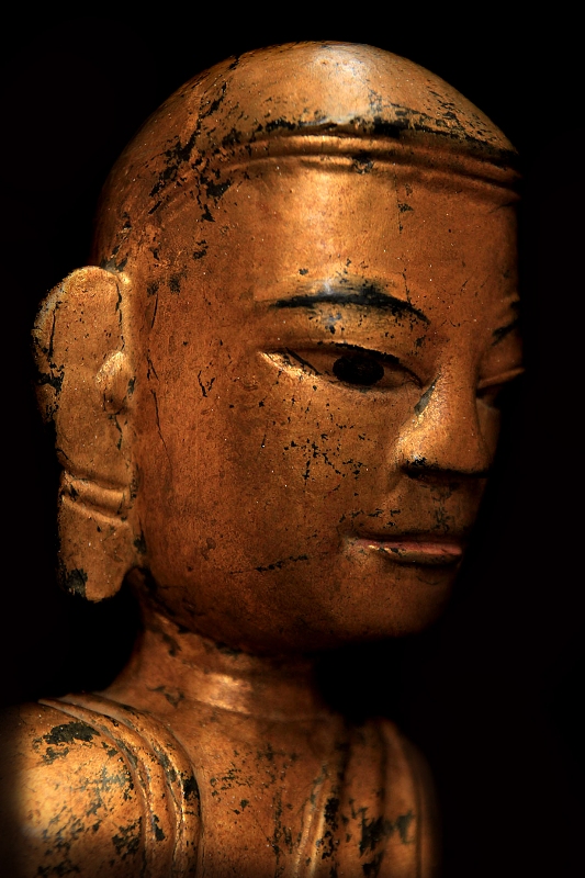 Extremely Rare 19C Wood Mandalay Monk #CA1012