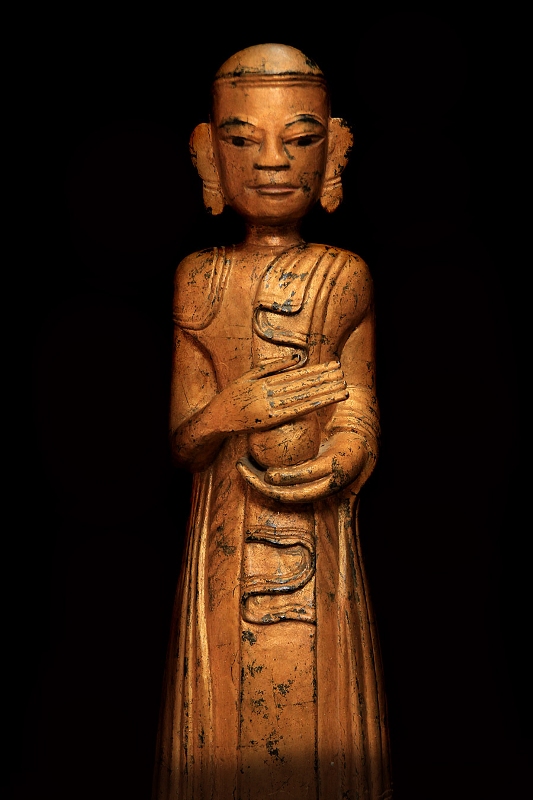 Extremely Rare 19C Wood Mandalay Monk #CA1012