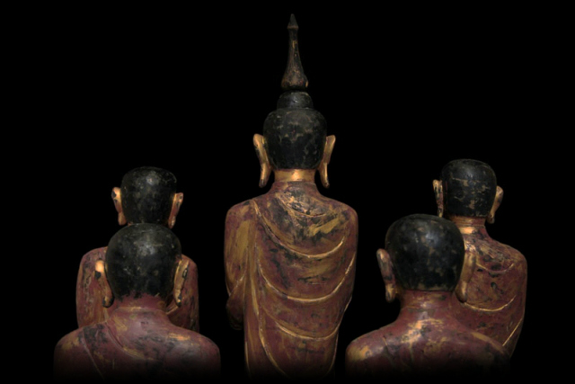 Fantastic Set 19C Bronze Burmese Buddhist Monks #BB106