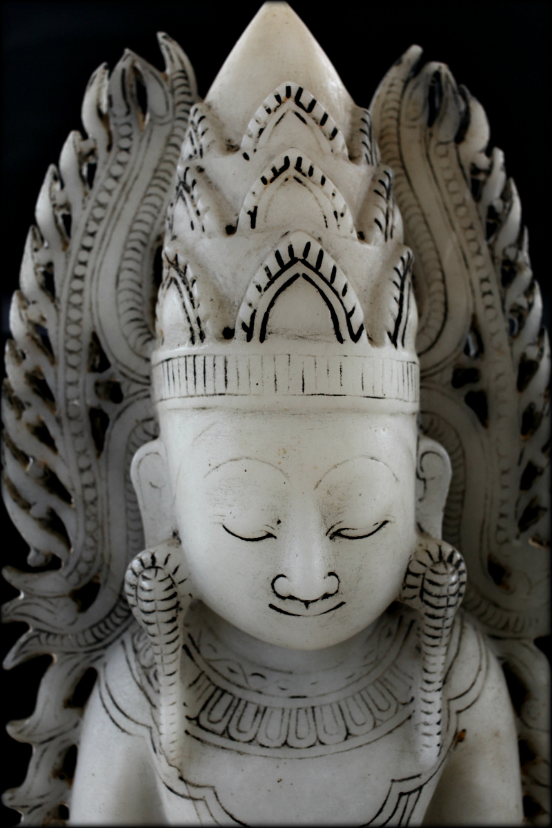 Extremely Rare 18C Alabaster Ava Buddha #BB176