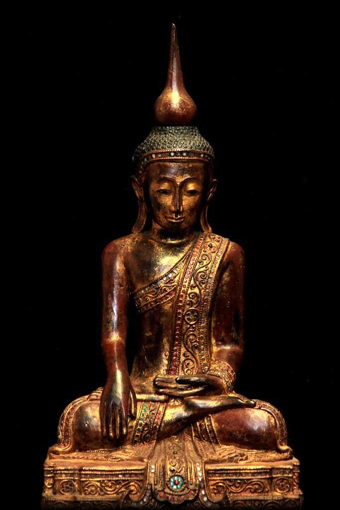 Extremely Rare 18C Wood Shan Burmese Buddha #BB333