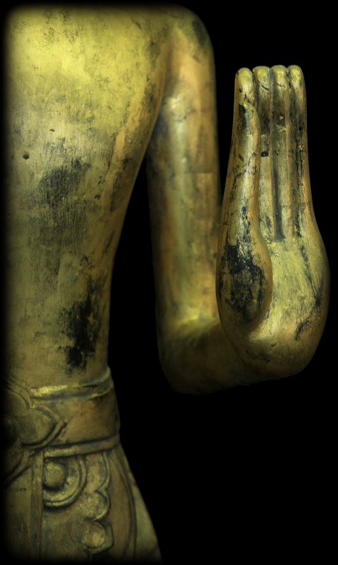Extremely Rare 18C Standing Wood Laos Buddha #BB80