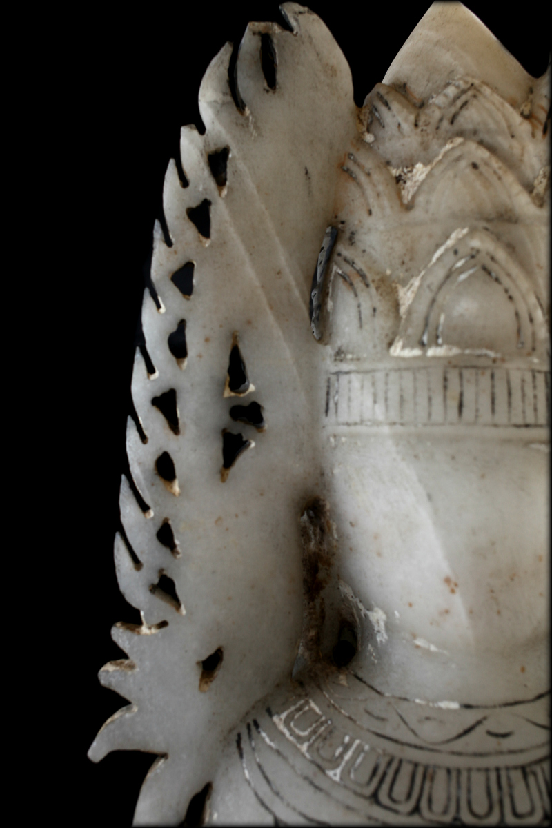 Extremely Rare 18C Alabaster Ava Buddha #BB176