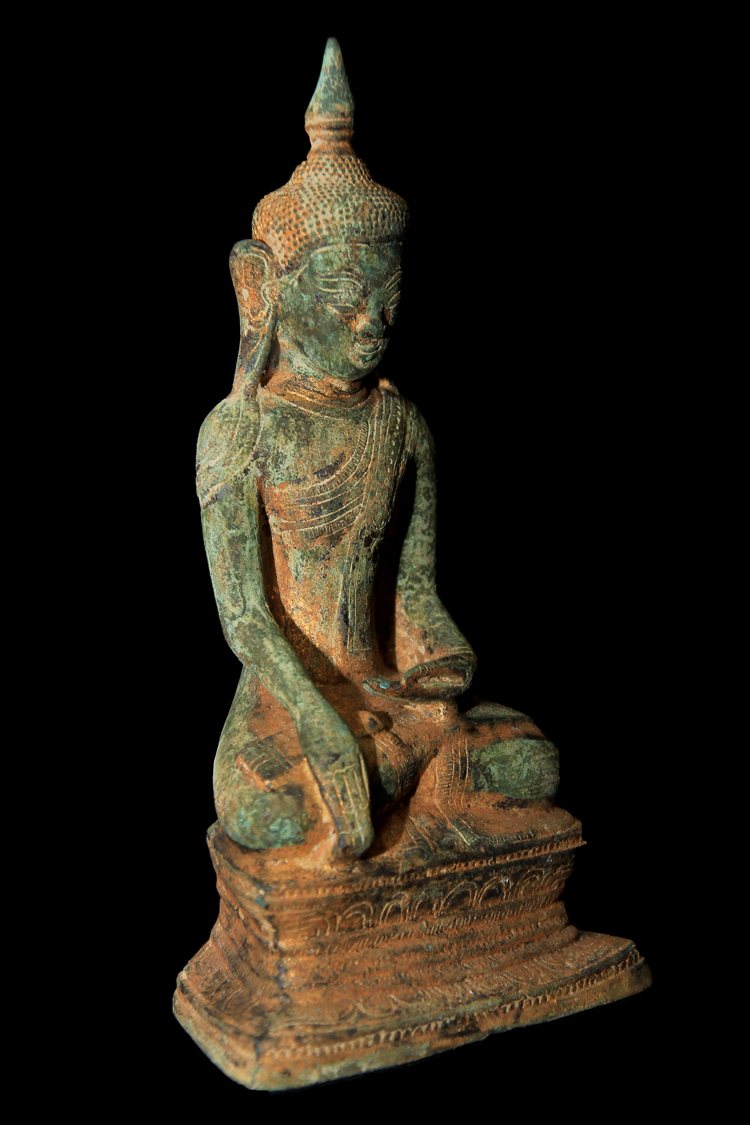 Extremely Rare 17C - 18C Bronze Burmese Ava Buddha # BB144