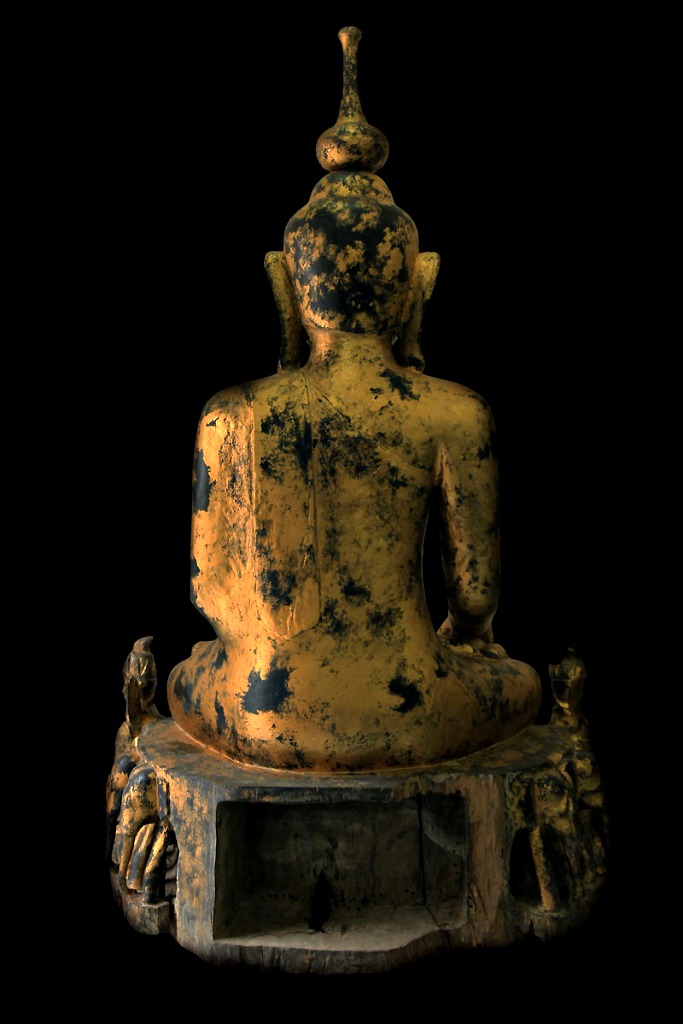 Extremely Rare 18C Wood Sitting Shan Buddha #BB086