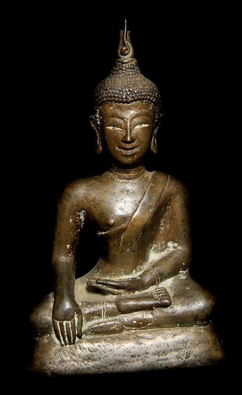 18C Sitting Bronze Laos Buddha #BB41