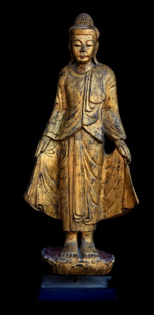 Extremely Rare 19C Wood Burmese Mandalay Buddha #CA1010