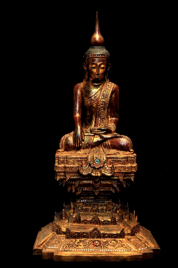 Extremely Rare 18C Wood Shan Burmese Buddha #BB333