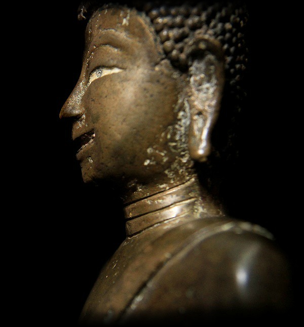 18C Sitting Bronze Laos Buddha #BB41