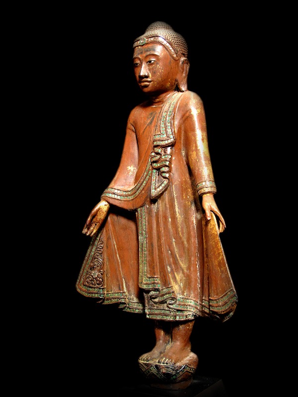 Extremely Rare 19C Wood Burma Mandalay Buddha #BB183