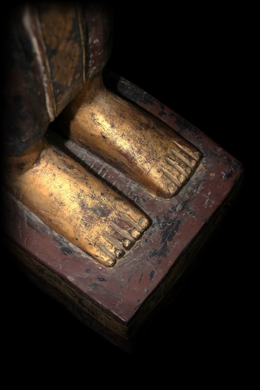 Extremely Rare 18C Wood Standing Cambodia Buddha # AL.167