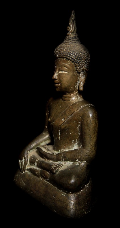 18C Sitting Bronze Laos Buddha #BB41