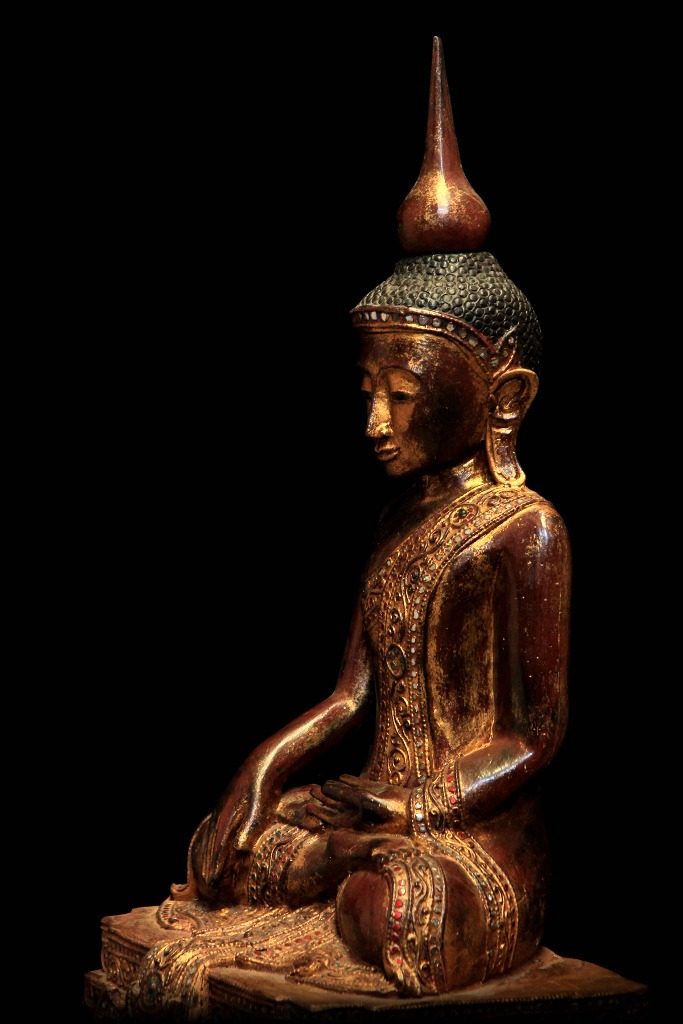 Extremely Rare 18C Wood Shan Burmese Buddha #BB333