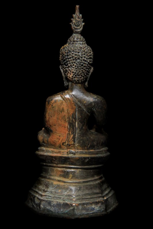 18C Sitting Bronze Laos Buddha #BB149