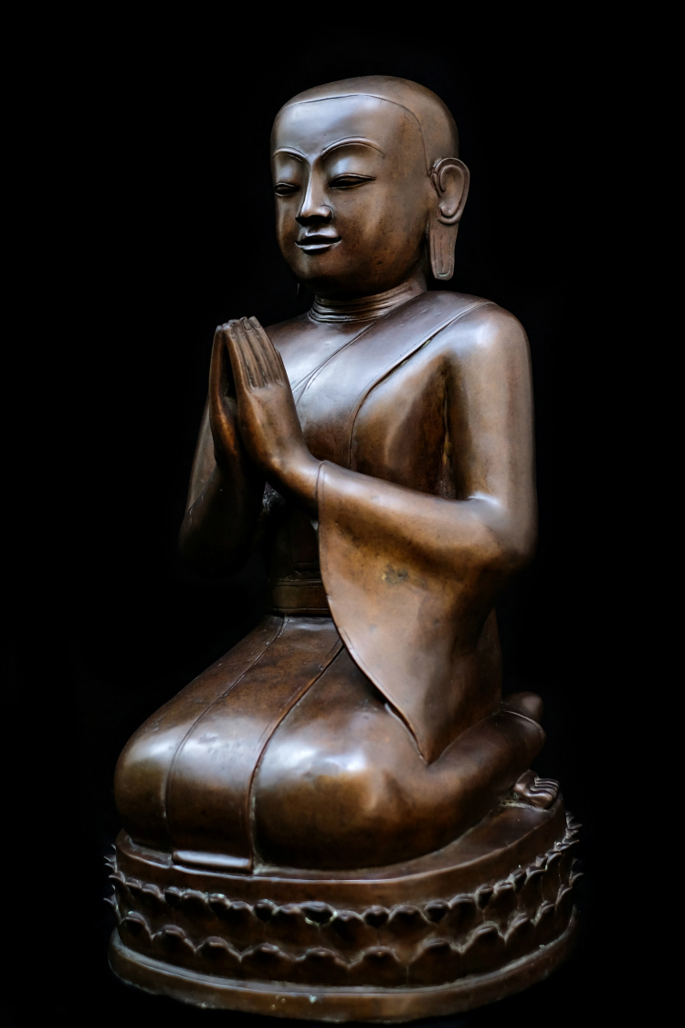 Fantastic Set 19C Bronze Burmese Buddhist Monks #B070