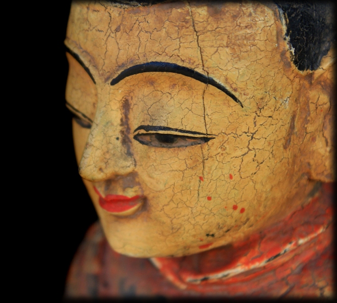 Fantastic 19C Bronze Burmese Buddhist Monk #B033-2