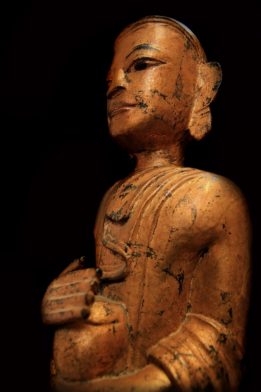 Extremely Rare 19C Wood Mandalay Monk #CA1012