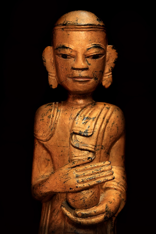 Extremely Rare 19C Wood Mandalay Monk #CA1012