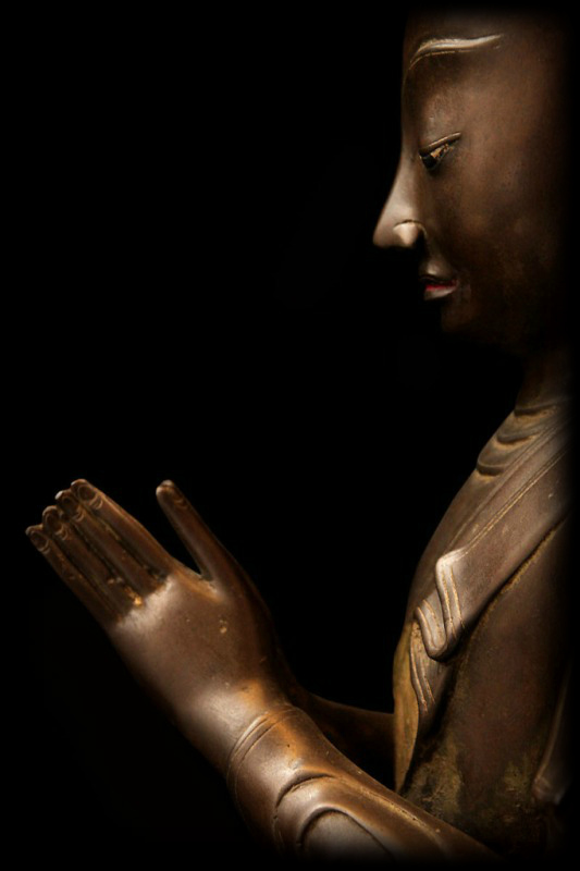 Pair Of 19C Bronze Burmese Buddhist Monks #BB135