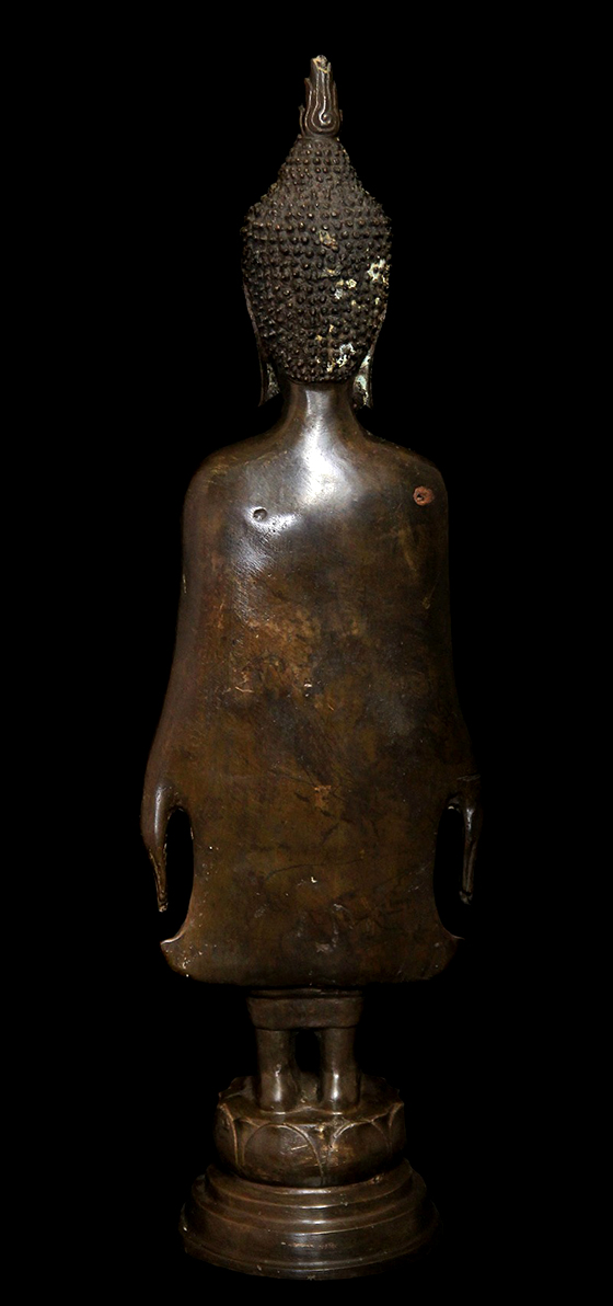 Beautiful 19C Standing Bronze Laos Buddha #BB154