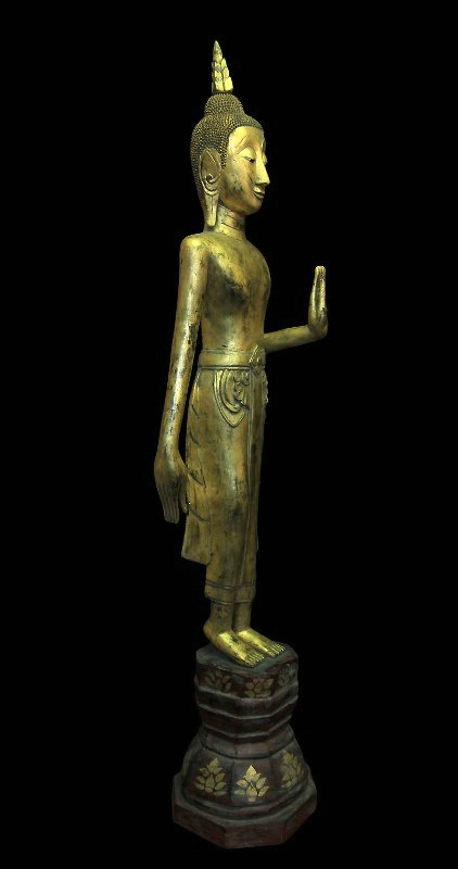 Extremely Rare 18C Standing Wood Laos Buddha #BB80