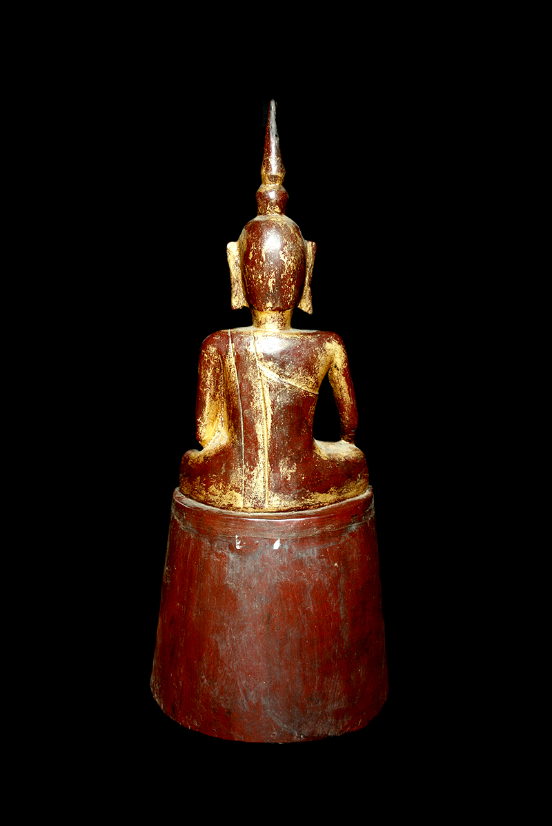Extremely Rare 19C Wood Sitting Mandalay Buddha #CA1053