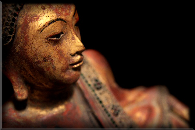 Extremely Rare 19C Reclining Lacquer Mandalay Buddha #BB21