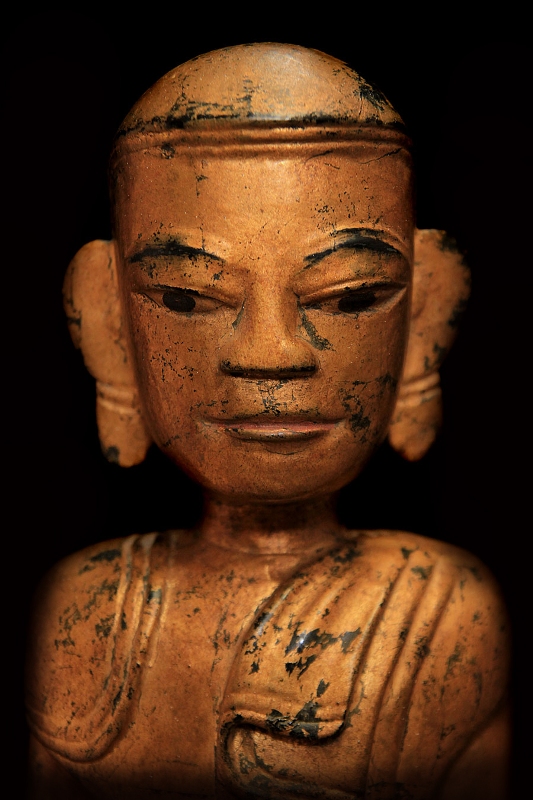Extremely Rare 19C Wood Mandalay Monk #CA1012